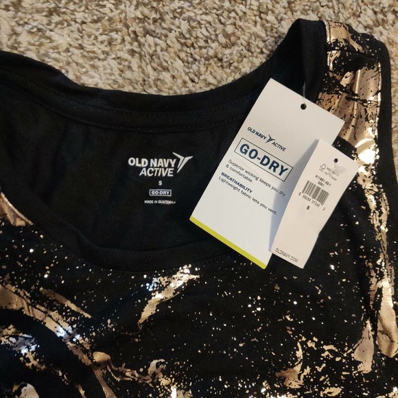 Old Navy Active Women's Tank Top Sleeveless Black Size Small Shiny Marble New - Picture 5 of 6